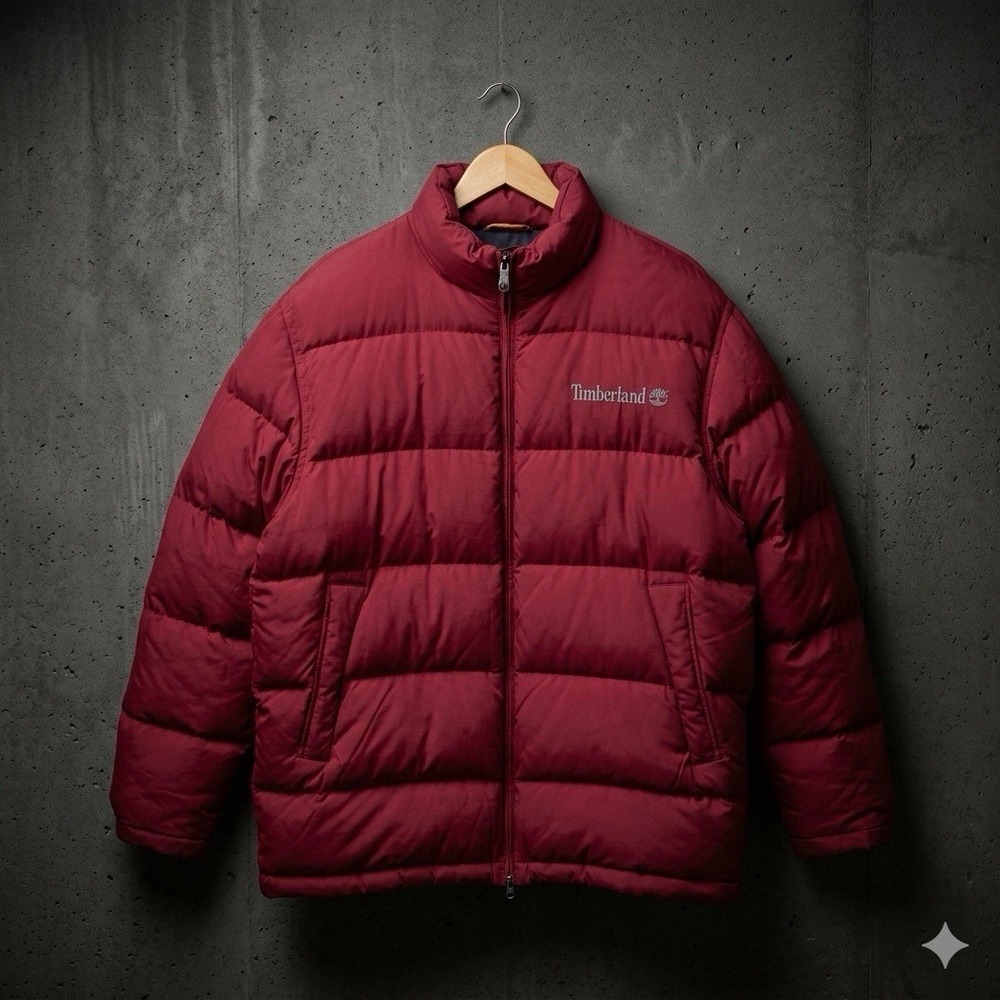 Vtg Timberland Down Puffer Jacket Mens XL Red Weathergear Winter Coat 90s Y2K